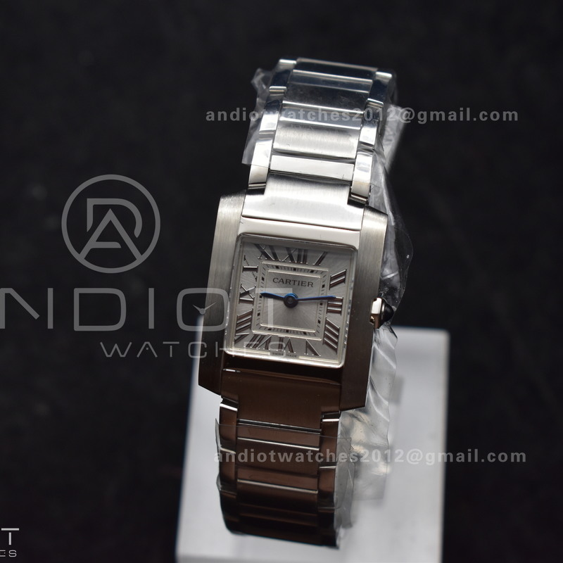 Tank Francaise Small SS KRF 1:1 Best Edition White Dial on SS Bracelet Ronda Quartz